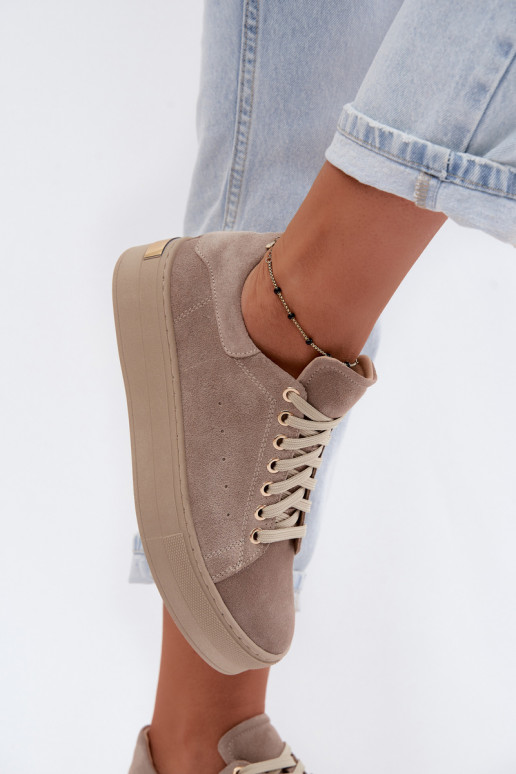 Zapatillas de mujer de ante sintético con plataforma color arena Zazoo N408S7
