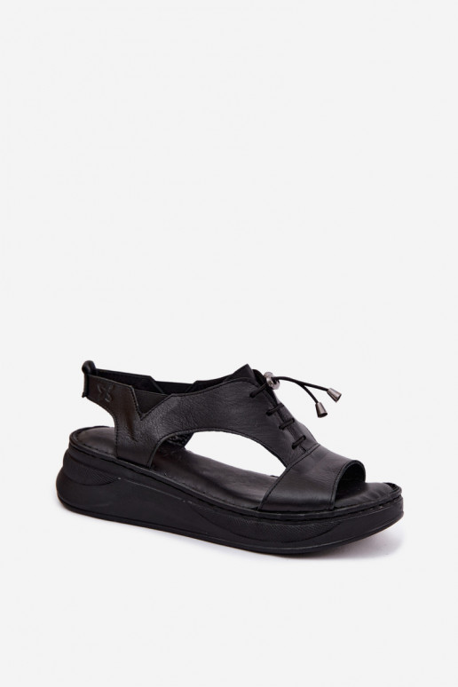 Sandalias de mujer Femenino con una plataforma Tiene queciejka I7646-01 de color negro