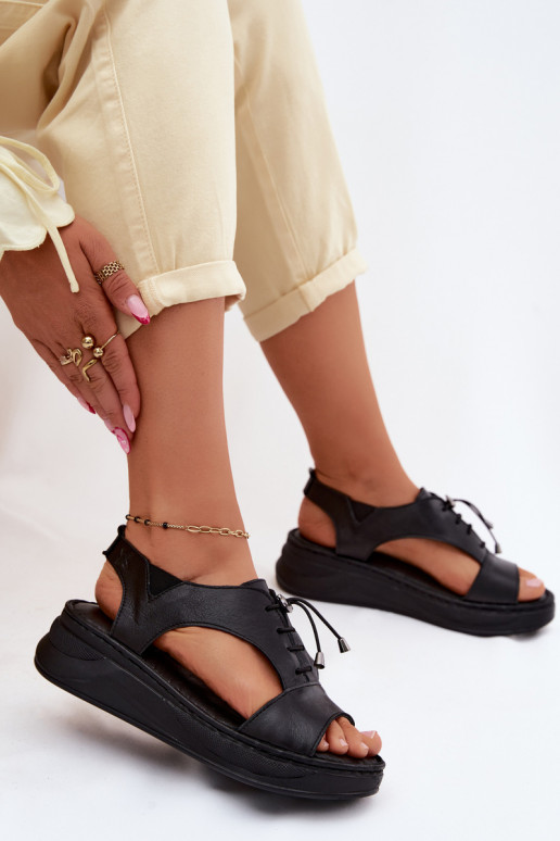 Sandalias de mujer Femenino con una plataforma Tiene queciejka I7646-01 de color negro