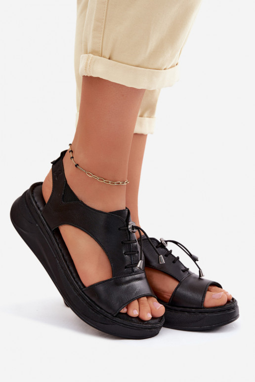 Sandalias de mujer con plataforma en color negro Tai turiciejka I7646-01