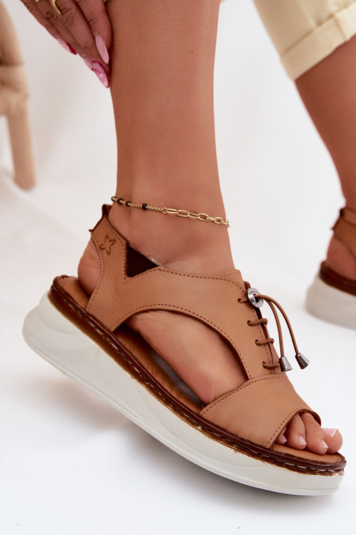 Sandalias de mujer con plataforma en color marrón Tai turiciejka I7646-29
