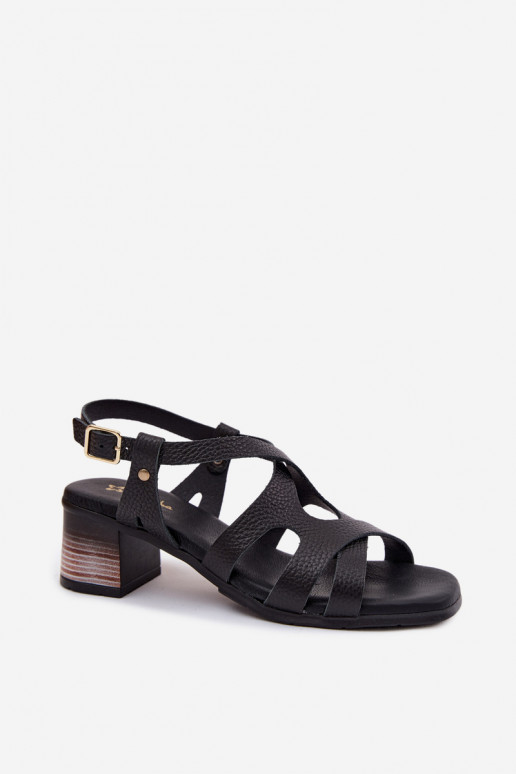 Piel Sandalias de tacón alto para mujer. Tiene queciejka E7399-01 de color negro