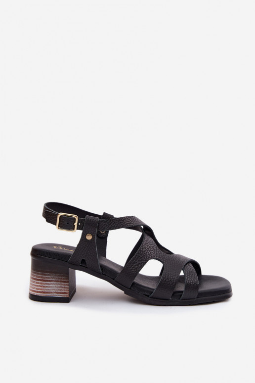 Sandalias negras de tacón alto para mujer