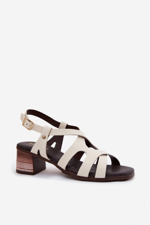 Piel Sandalias de tacón alto para mujer. Tiene queciejka E7399-04 color marfil