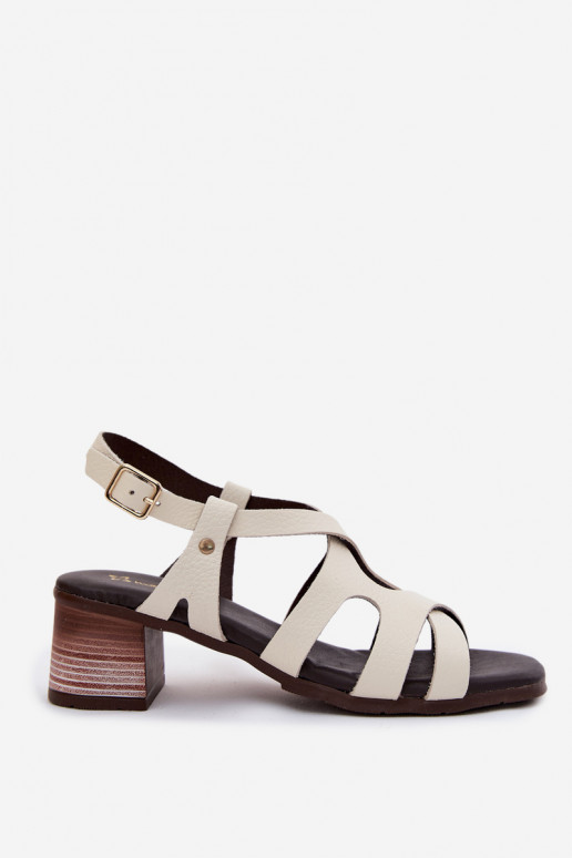 Piel Sandalias de tacón alto para mujer. Tiene queciejka E7399-04 color marfil