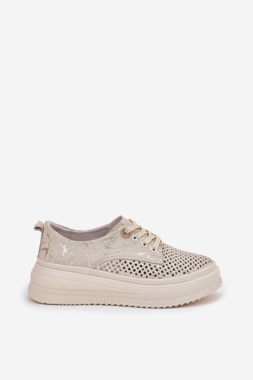Zapatos de plataforma de ante para mujer en color arena-dorado Artiker 56C2108