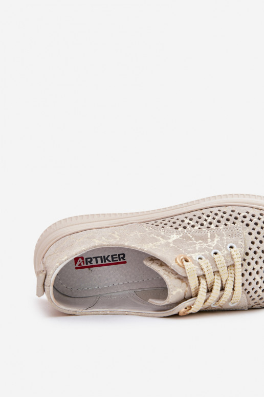 Zapatos de plataforma de ante para mujer en color arena-dorado Artiker 56C2108