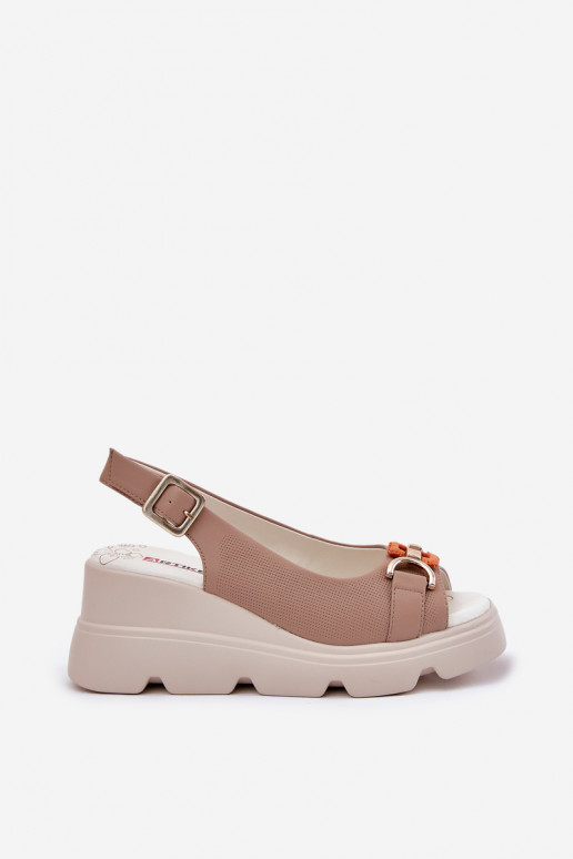 Sandalias de plataforma para mujer con adornos en color arena Artiker 56C2208