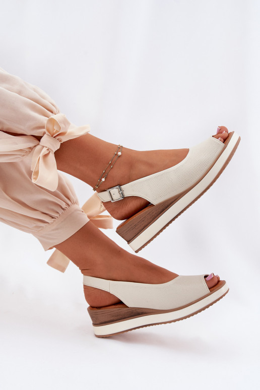 Piel Sandalias plataforma Artiker 56C2316 color marfil