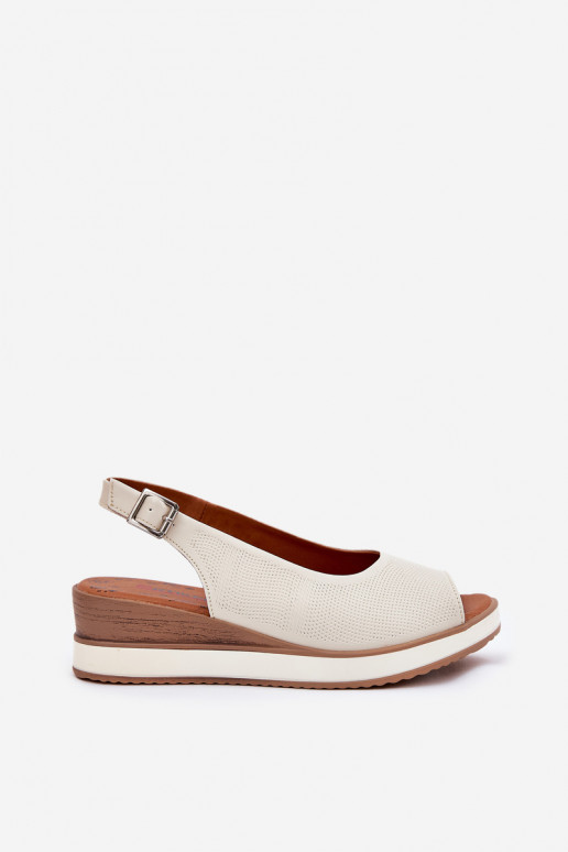 Sandalias de plataforma de cuero en color marfil Artiker 56C2316
