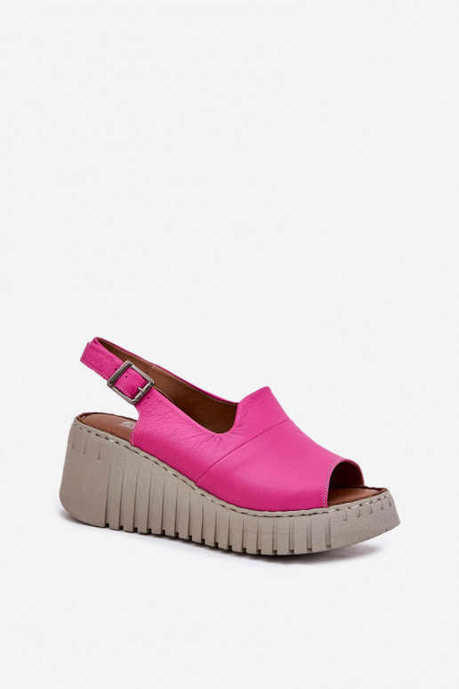 Sandalias de mujerActivadoturalnej Skóry con una plataforma Artiker 54C0789 color rosa