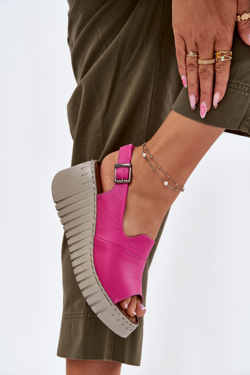 Sandalias de mujerActivadoturalnej Skóry con una plataforma Artiker 54C0789 color rosa
