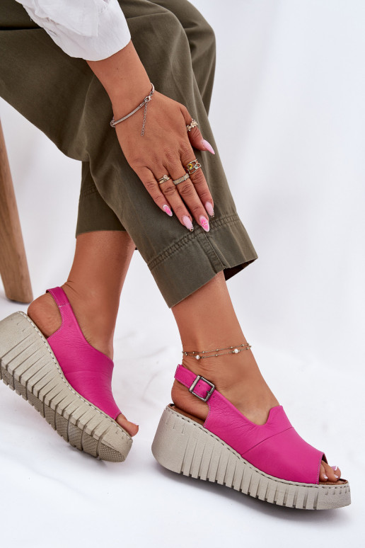 Sandalias de mujerActivadoturalnej Skóry con una plataforma Artiker 54C0789 color rosa