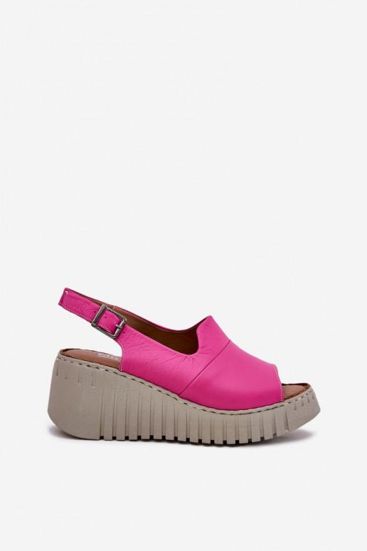 Sandalias de mujerActivadoturalnej Skóry con una plataforma Artiker 54C0789 color rosa