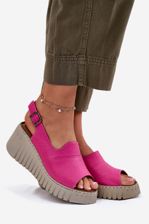 Sandalias de mujerActivadoturalnej Skóry con una plataforma Artiker 54C0789 color rosa