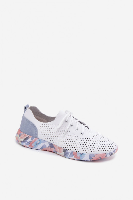 Piel zapatos Femenino con cordones con una plataforma Artiker 58C0586 Blanco-color azul