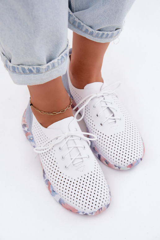 Piel zapatos Femenino con cordones con una plataforma Artiker 58C0586 Blanco-color azul