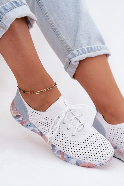 Piel zapatos Femenino con cordones con una plataforma Artiker 58C0586 Blanco-color azul