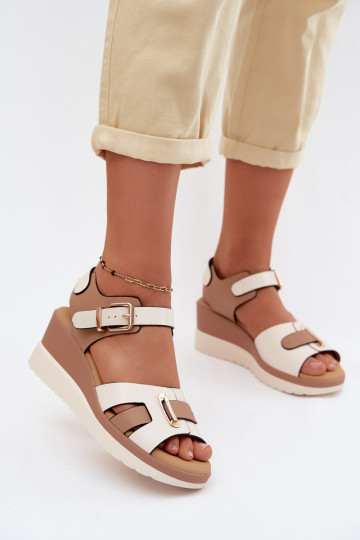 Sandalias de mujer beige con plataforma y tiras Artiker 58C0314 2
