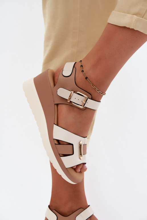 Sandalias de mujer beige con plataforma y tiras Artiker 58C0314