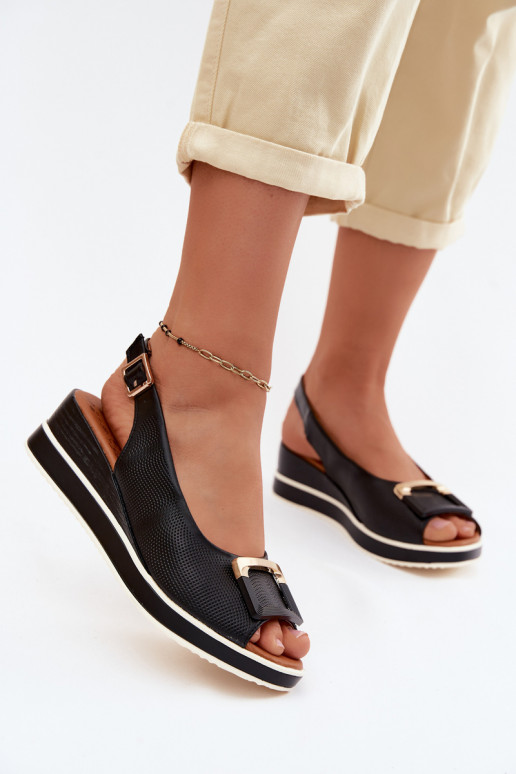 Sandalias de mujer Femenino con una plataforma con hebillas Artiker 58C0086 de color negro