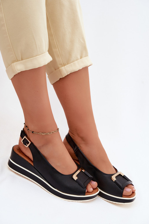 Sandalias de mujer negras con plataforma y hebillas Artiker 58C0086