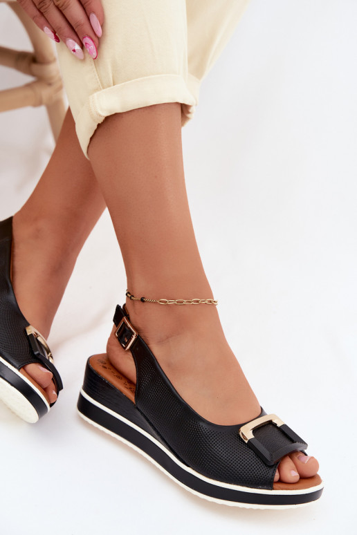 Sandalias de mujer negras con plataforma y hebillas Artiker 58C0086