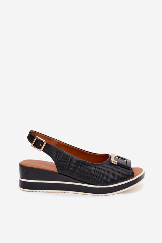 Sandalias de mujer negras con plataforma y hebillas Artiker 58C0086