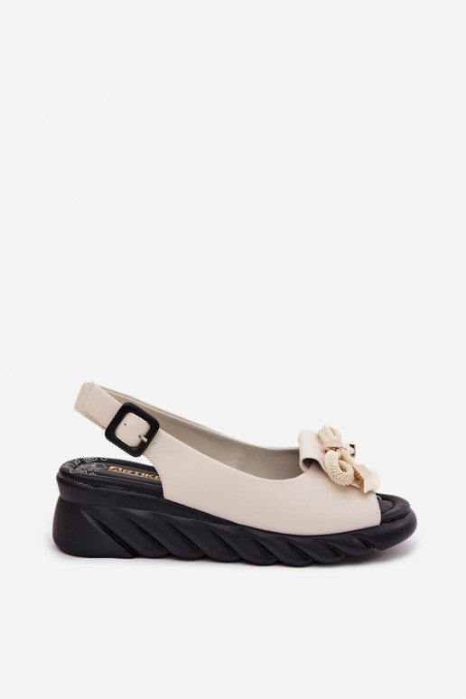 Sandalias de mujer Femenino con una plataforma con adornos Artiker 58C0054 beige