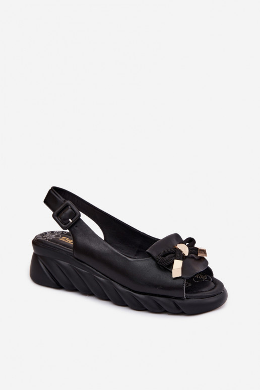 Sandalias de mujer negras con plataforma y adornos Artiker 58C0055