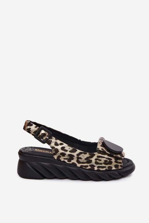 Piel Sandalias plataforma con estampados de piel de leopardo Artiker 58C059 color dorado