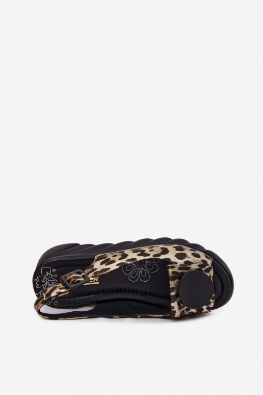 Piel Sandalias plataforma con estampados de piel de leopardo Artiker 58C059 color dorado