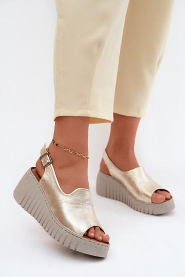 Sandalias de mujerActivadoturalnej Skóry con una plataforma Artiker 58C3368 color dorado 2