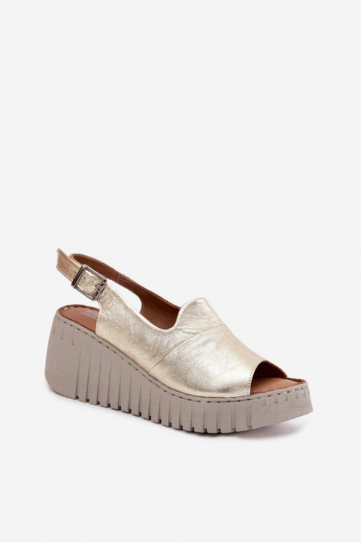 Sandalias de mujerActivadoturalnej Skóry con una plataforma Artiker 58C3368 color dorado