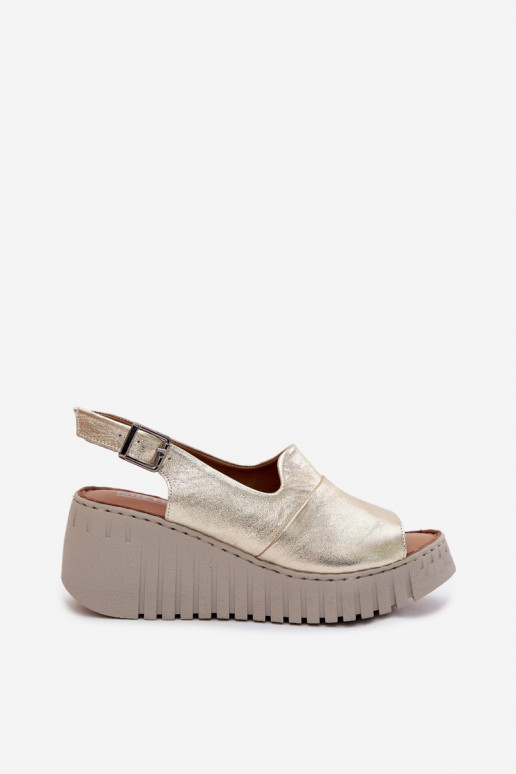 Sandalias de mujerActivadoturalnej Skóry con una plataforma Artiker 58C3368 color dorado