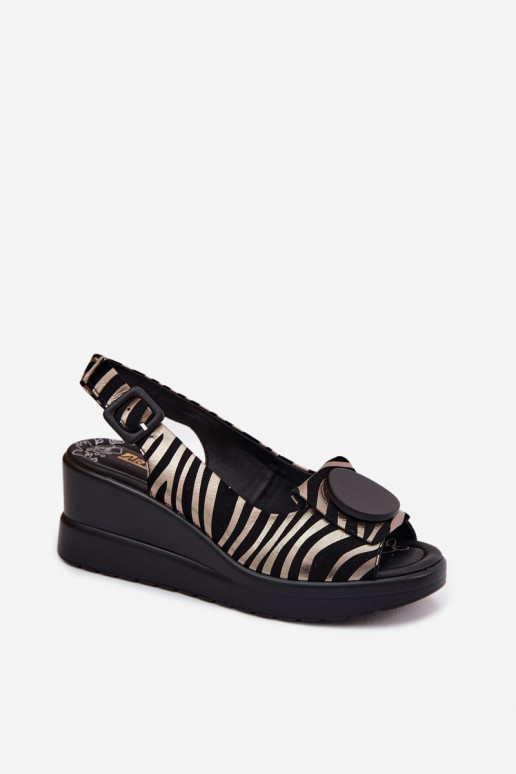Piel Sandalias plataforma con adornos Artiker 58C0295 Negro y-color dorado