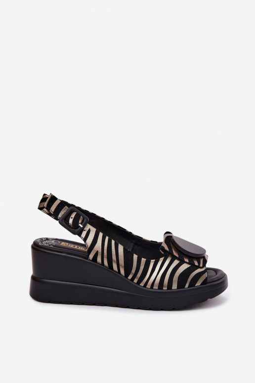 Piel Sandalias plataforma con adornos Artiker 58C0295 Negro y-color dorado