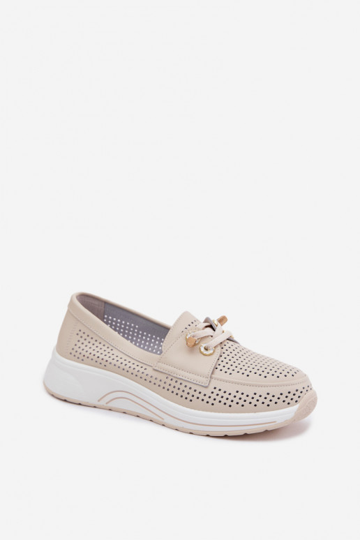 con elementos calados Un modelo convincente zapatosActivadoturalnej Skóry Artiker 58C0478 beige