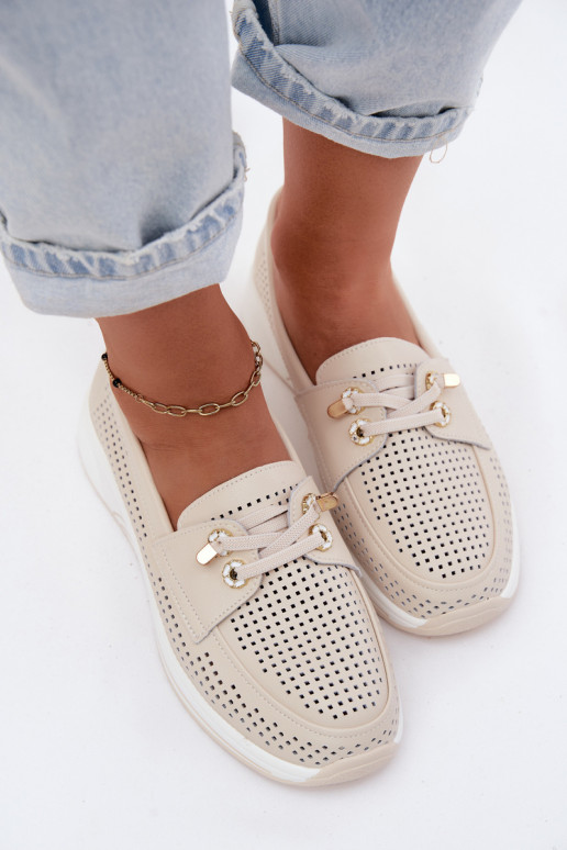 con elementos calados Un modelo convincente zapatosActivadoturalnej Skóry Artiker 58C0478 beige