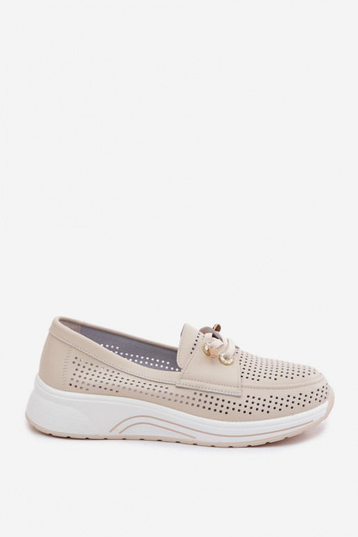con elementos calados Un modelo convincente zapatosActivadoturalnej Skóry Artiker 58C0478 beige