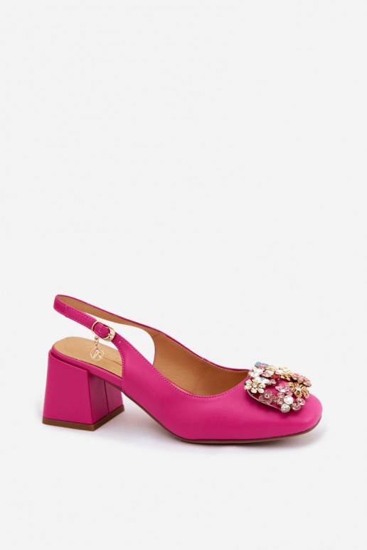 Piel Zapatos con tacones con decoración de cristal i con motivos florales Artiker 58C0662 color rosa