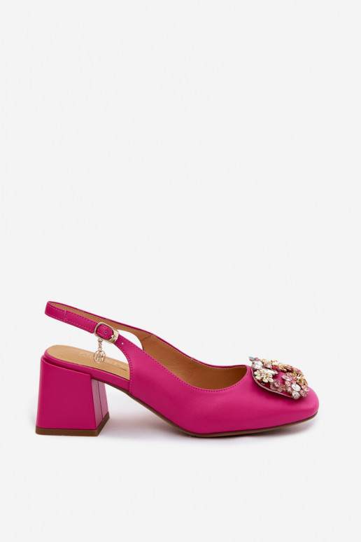 Piel Zapatos con tacones con decoración de cristal i con motivos florales Artiker 58C0662 color rosa