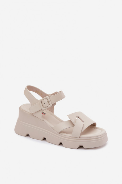 Sandalias de mujer Femenino con una plataforma Artiker 54C1624 color marfil