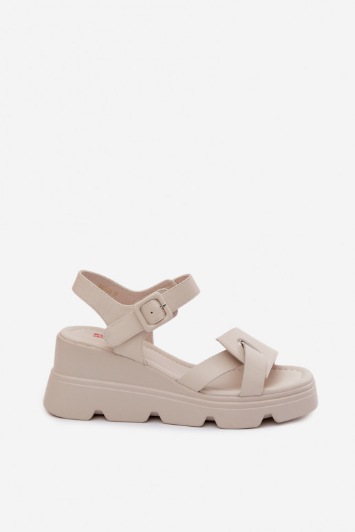 Sandalias de mujer Femenino con una plataforma Artiker 54C1624 color marfil