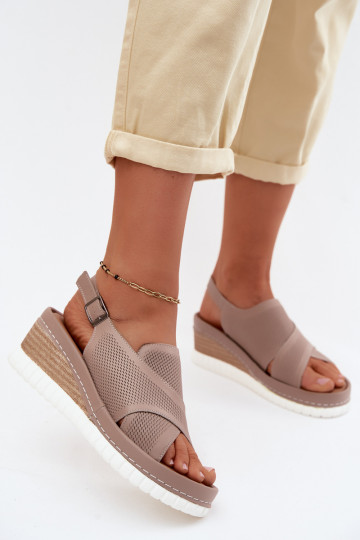 Sandalias de plataforma de piel natural Artiker 58C3146 color arena