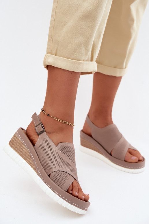 Sandalias de mujer con una plataforma Cuero natural Artiker 58C3146 beige