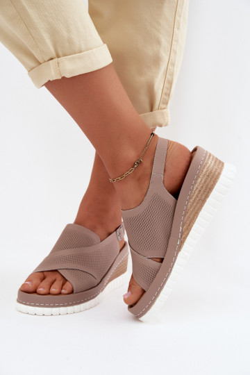 Sandalias de plataforma de piel natural Artiker 58C3146 color arena 2