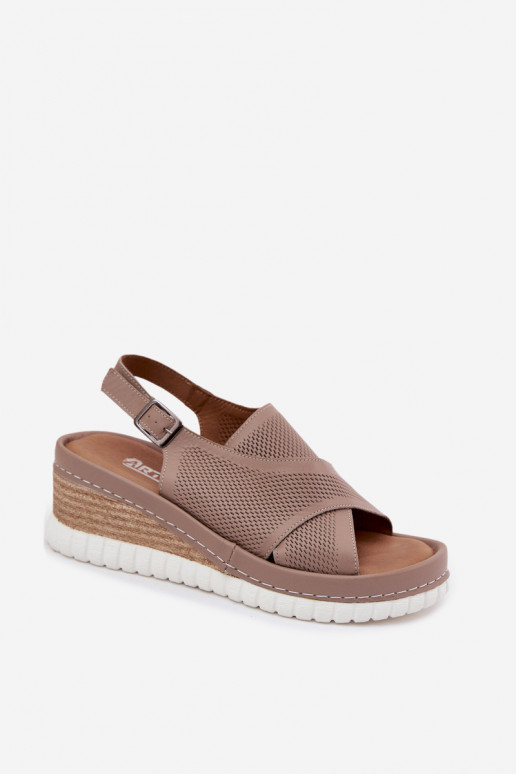 Sandalias de plataforma de piel natural Artiker 58C3146 color arena