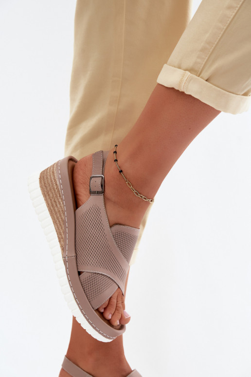 Sandalias de plataforma de piel natural Artiker 58C3146 color arena