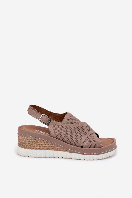 Sandalias de mujer con una plataforma Cuero natural Artiker 58C3146 beige